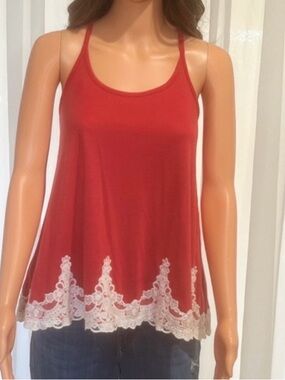 Rewind Scarlet Camisole with Delicate Lace Trim